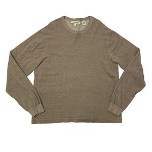 Pronto Uomo Sweater Mens XL Extra Large Stone Ribbed Cuffed Long Sleeve Cotton